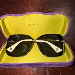 Gucci Black Sunglasses with White Temples